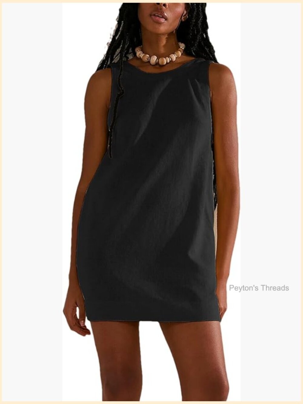 Women's Sleeveless Open Back Mini Dress Cotton Linen Casual Beach Summer